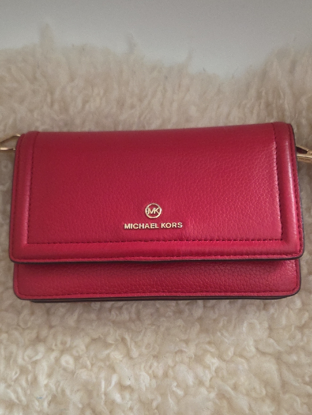 Michael Kors Red Pebbled Leather Crossbody